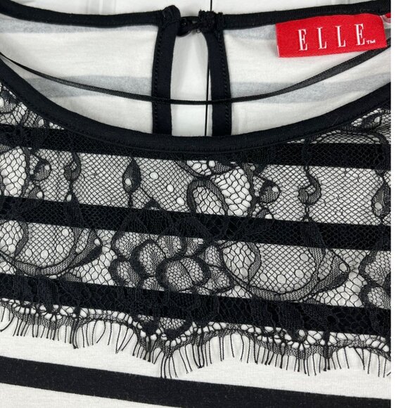 Elle Top Striped Jersey Lace Cap Sleeve Size XS Might Fit Size Small - Picture 5 of 15